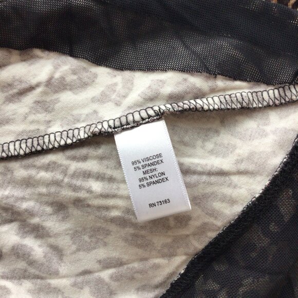 Cupio Animal Print Long Thin Sheer Trim Long Sleeve Blouse - Picture 6 of 6